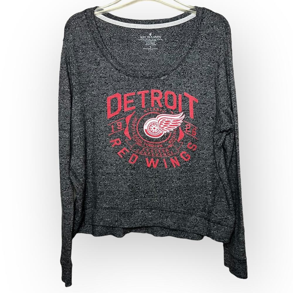 Soft As A Grape Detroit Red Wings NHL Slubknit Dark Gray Sweatshirt Size Large